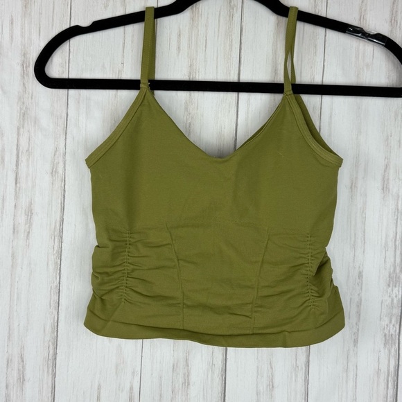 Free People Movement Olive Green Ruched Camisole Sports Bra Top - Picture 1 of 3